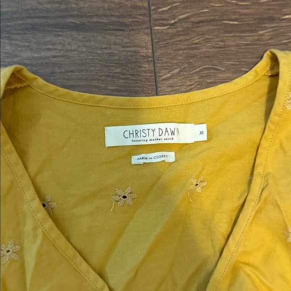 Christy Dawn Dahlia Chamomile Yellow Puff Sleeve Midi Dress - Picture 2 of 4